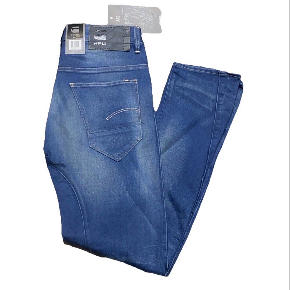 NWT! G-STAR Raw Arc 3D Slim Fit Stretch Medium Blue Denim Jeans Size 27x32
